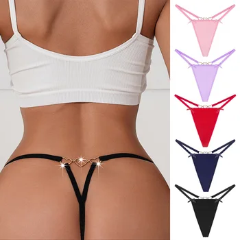 Wholesale  Lacy Panties T Shape Thongs Sexy Bikini Metal Chain For Women Mini Thong Underwear
