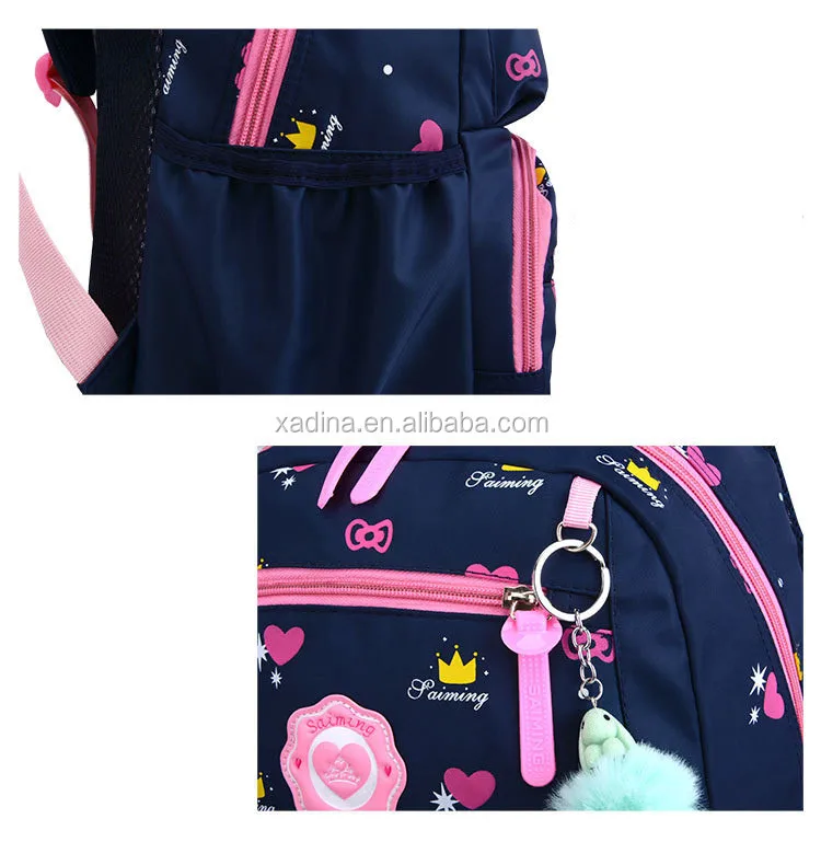 Hotselling Lovely Kitty Printed Canvas Backpack Four-piece Sets Multi-functional School Bags for Girls