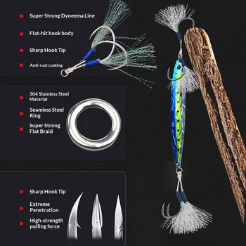 Bestseller Bright Silk Double Hook Lure Slow Jigging Sea Fishing Boat Fishing Strong Pulling Power Fishhook – Metal Jig – view 3