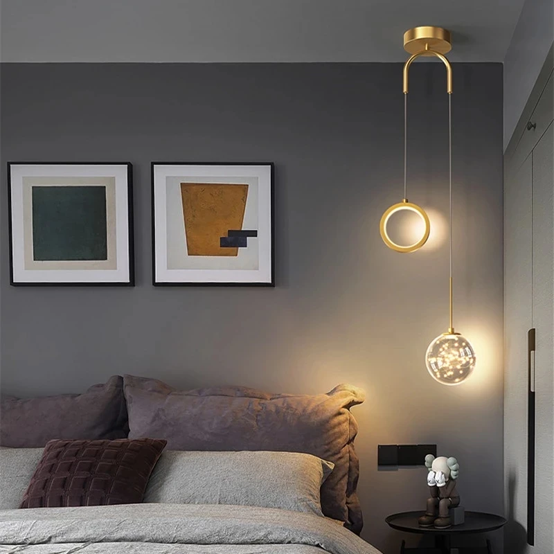 Led Pendant Bedside Lamps Hanging From Ceiling Nordic LED