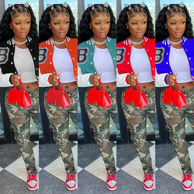 2022 Лоскутная тренировочная повседневная женская укороченная летняя куртка, модная бейсбольная куртка-бомбер с синелевыми нашивками