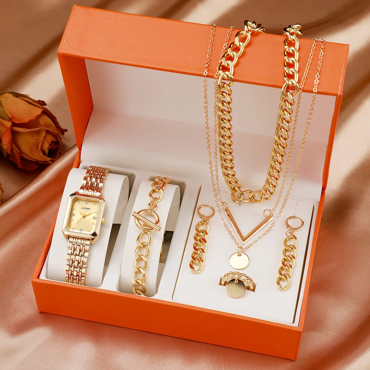 Fashionable Multi-layer Necklace Earrings Bracelet Watches 
