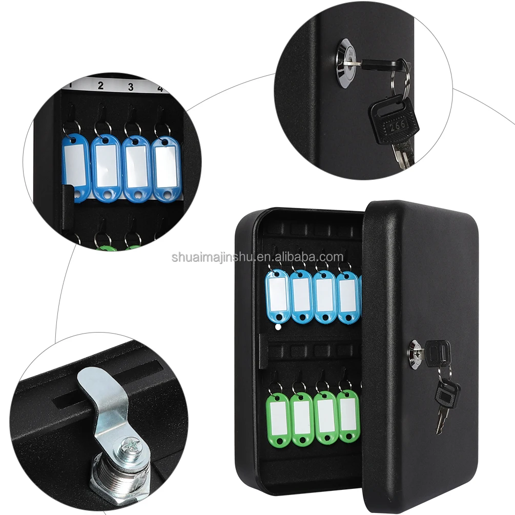 Modern Office Wall Mounted for 24 Hooks Steel Key Safe Box Security Key ...