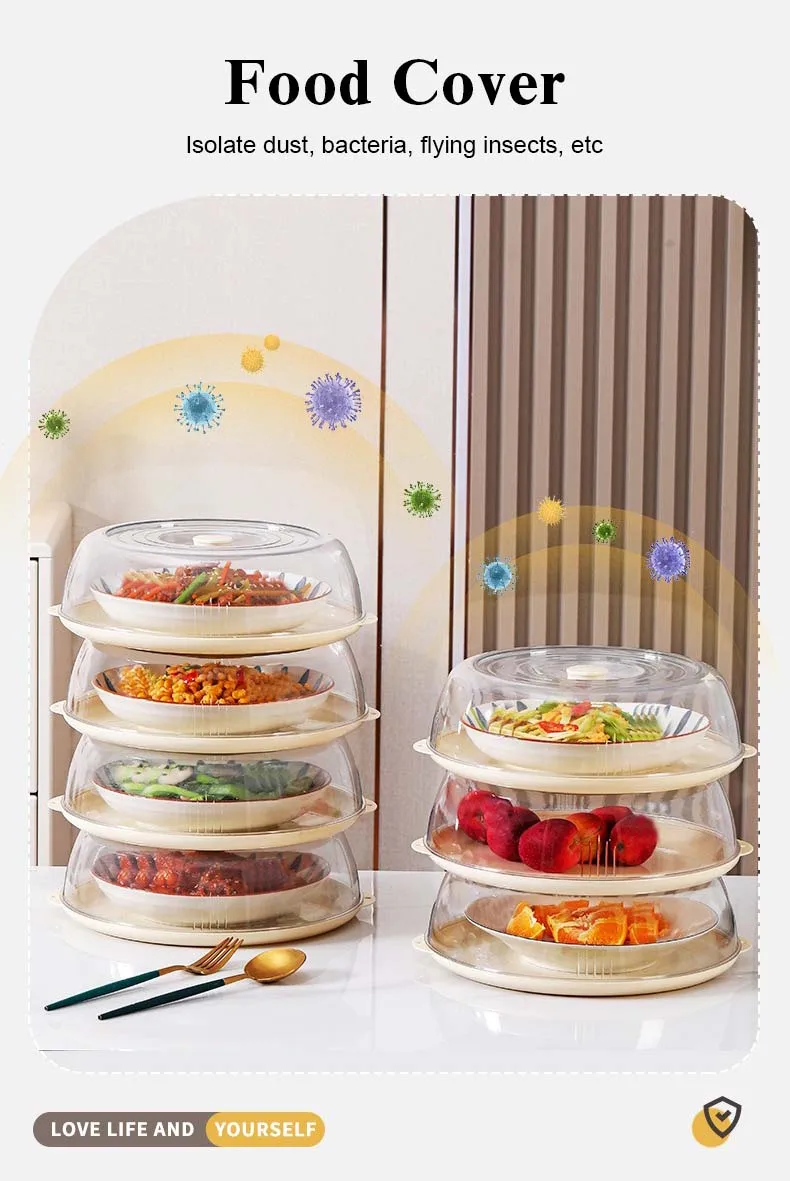Transparent Plastic Food Cover with round Base Specialty Tool for Fresh-Keeping Leftovers PET Material