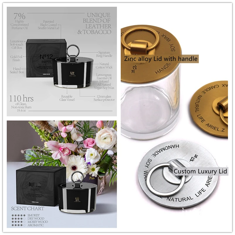 Luxury 3 Wicks Candle Jars with Metal Lid - Perfect for Home Decor