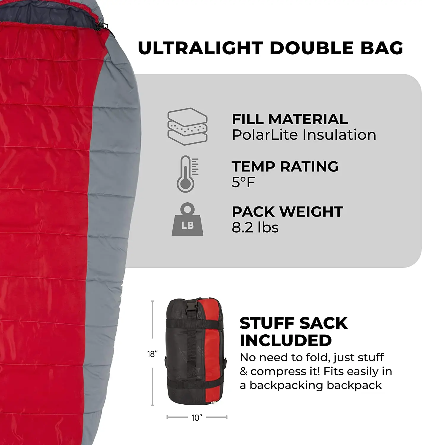 Woqi Portable Lightweight Envelope Backpacking Sleeping Bag For Hiking