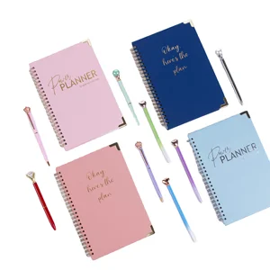 Win-Win Custom A5 PU Leather Hardcover Spiral Binder School Agenda Planner Dairy Journal with Fabric PP Cover Cahiers Libretas