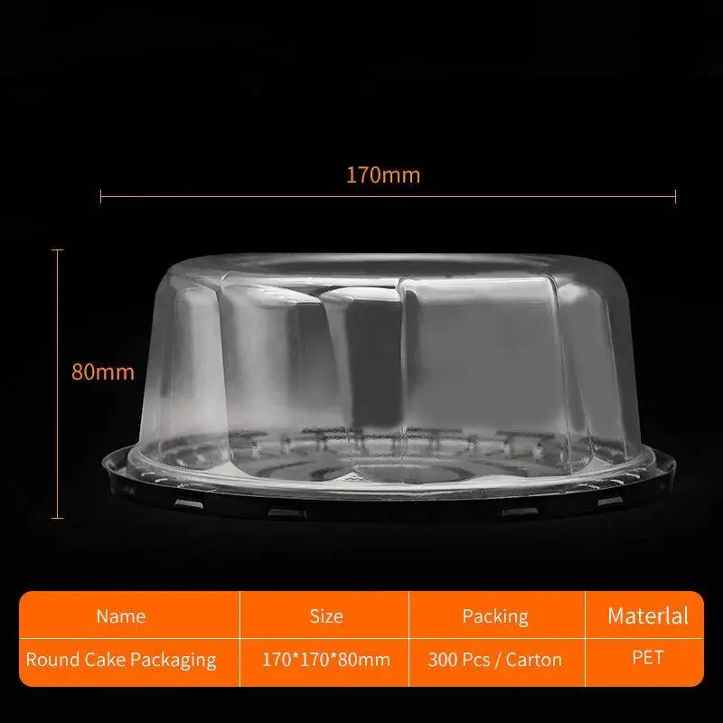 Disposable Food Grade Plastic Cake Box Bread Packaging Container Round Plastic Cake Display With