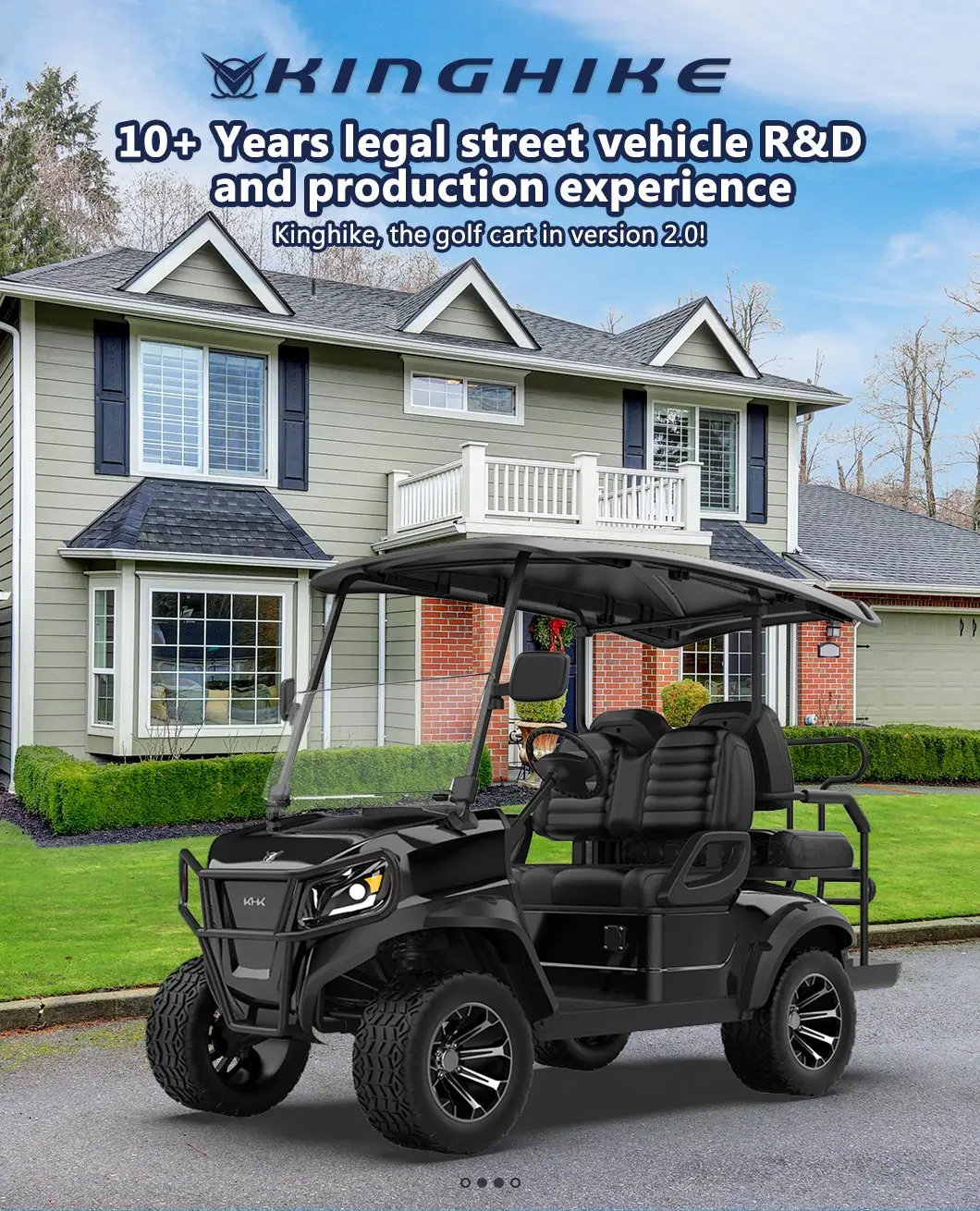 Lifted Electric Golf Cart Electric Golf Carts For Outings New Design 2+2 Seats Black Atv/utv