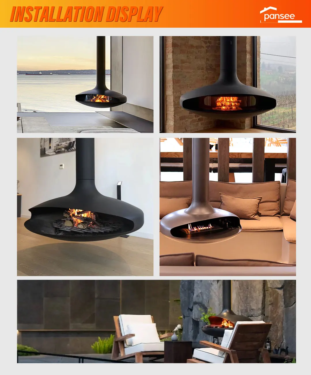 Electronic Charcoal Corner Fireplace, PANSEE, 360, 86% - detail 12