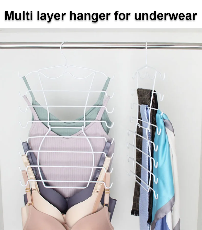 Eco-Friendly Space-Saving Coat and Lingerie Hanger Wall Hanging Black Iron Foldable underwear Panties Storage Durable Stylish