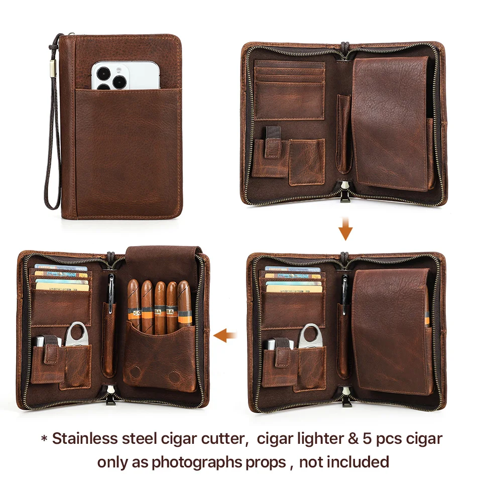 Custom Genuine Leather Cigar Travel Case Bag Embossed Logo Cigars ...
