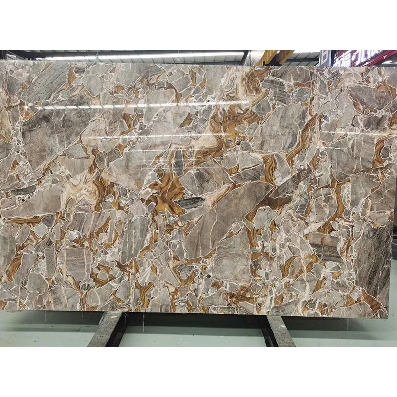 Natural Gold Fusion Marble Italian Golden Marble Slab for Wall and Countertop