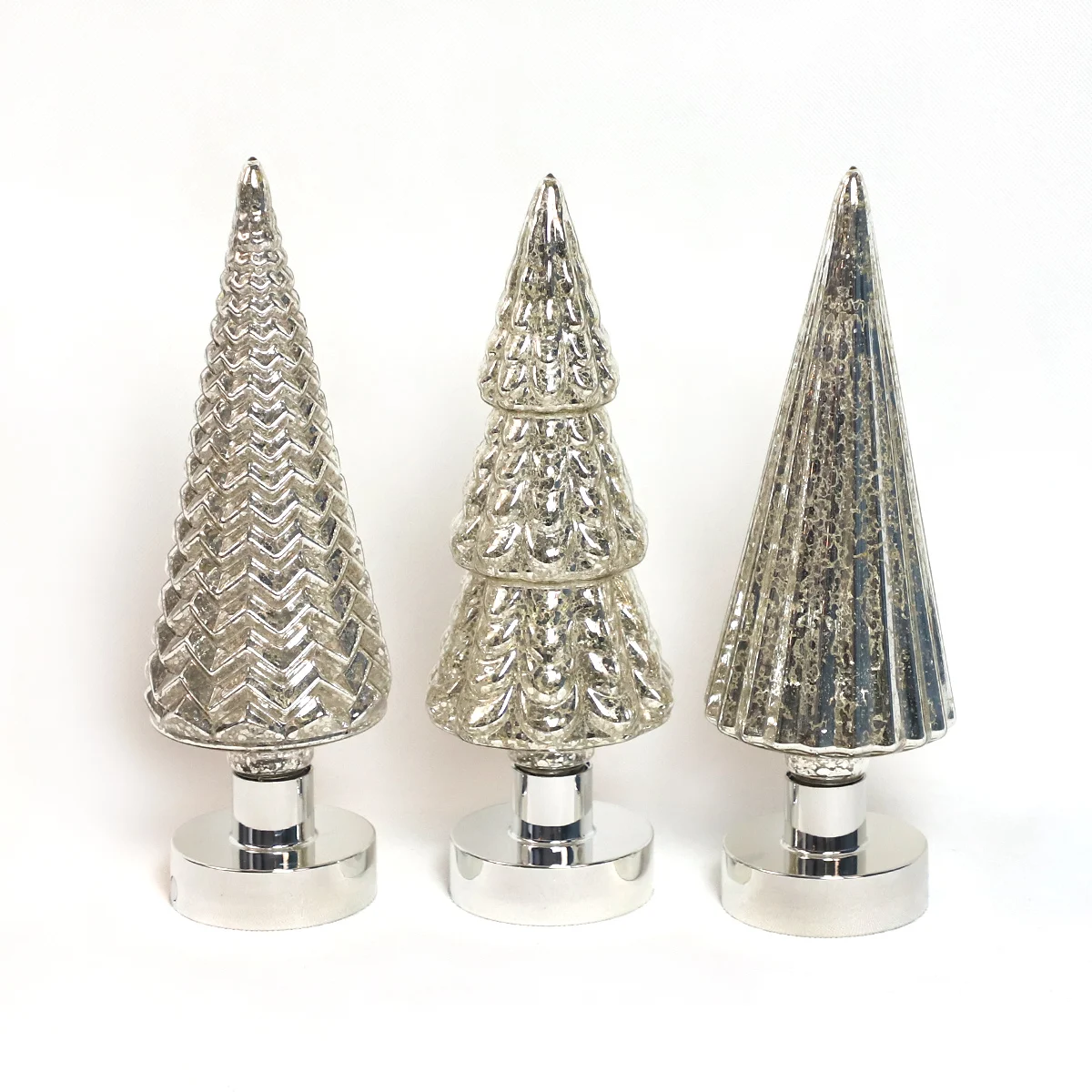 christmas tree high quality indoor lighted christmas silver led glass trees table decoration