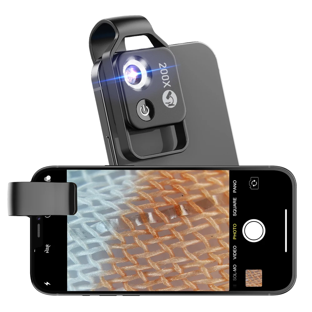 APEXEL Mobile LED Light Micro Pocket Macro Lenses 200X Magnification Microscope Lens With CPL for iPhone Samsung All Smartphones