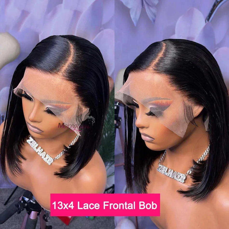 Chocolate Brown Short Bob Wig Human Hair 13x4 Lace Front Wig Brown Straight Short Bob Wigs For Woman Bleached Bob Wig_voghion.com
