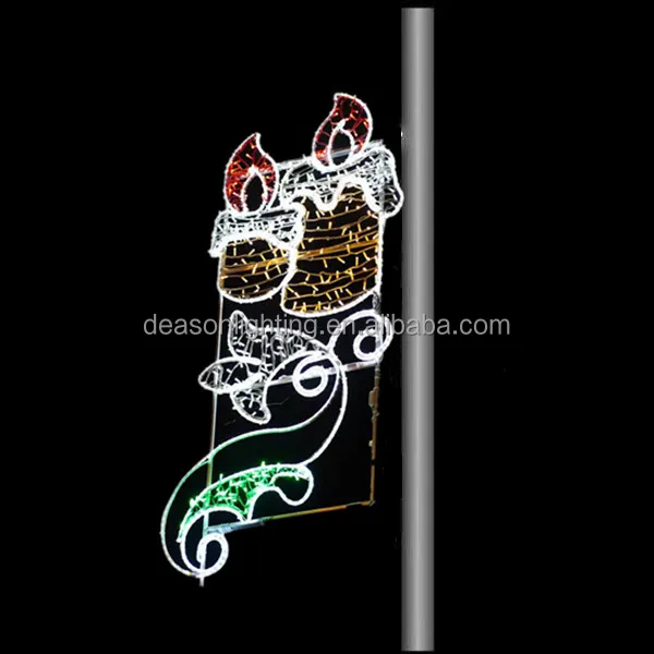 Waterproof Outdoor Customized Christmas Decoration 2d Lamp Pole Motif