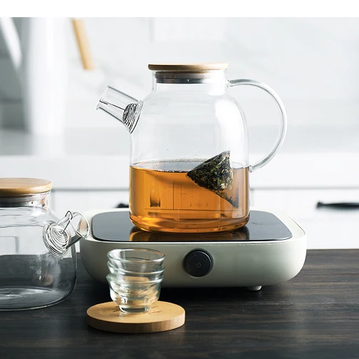 Borosilicate Glass Teapot, Bamboo Lid