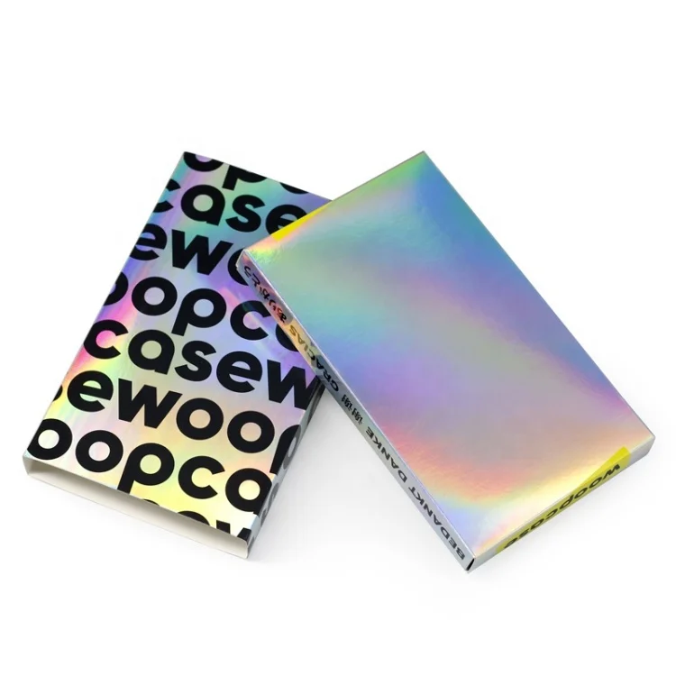 Alphabet design and printing fancy custom small gift drawer slide paper boxes silver paper drawer box for phone case