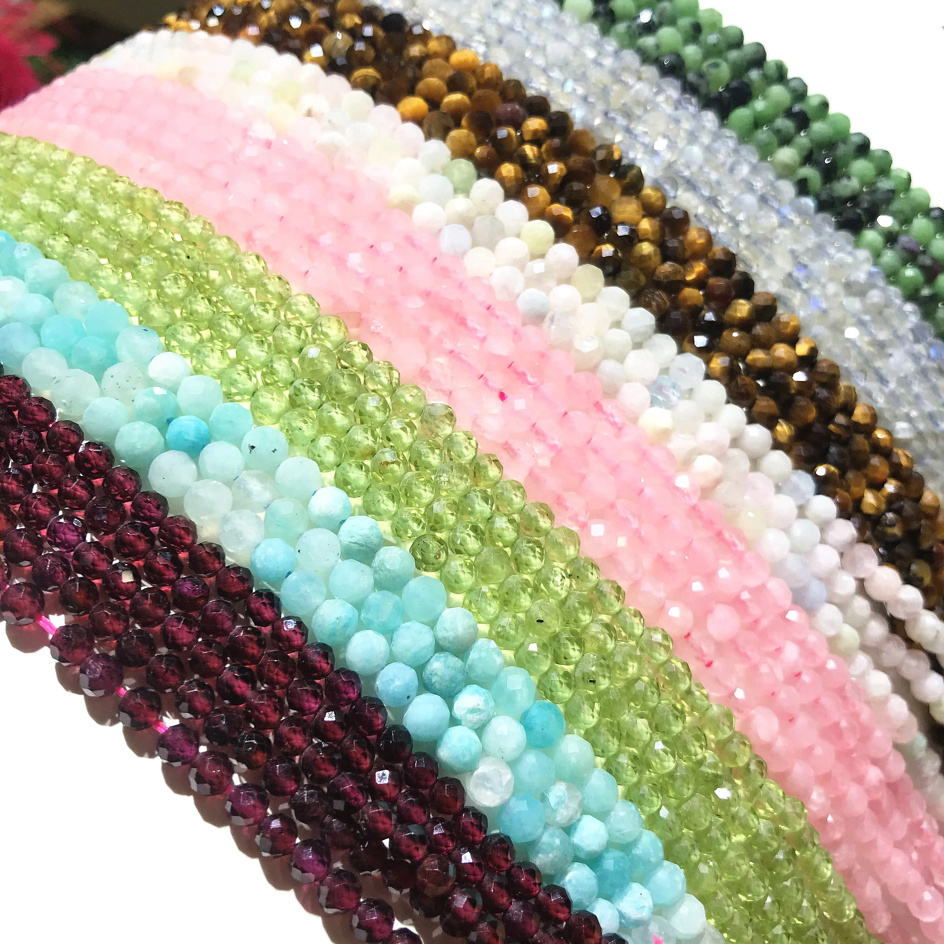 2mm 3mm 4mm Natural Stone Small Faceted Round Loose Bead Healing Energy Gemstone Jewelry for Making Diy Bracelet Necklace Design
