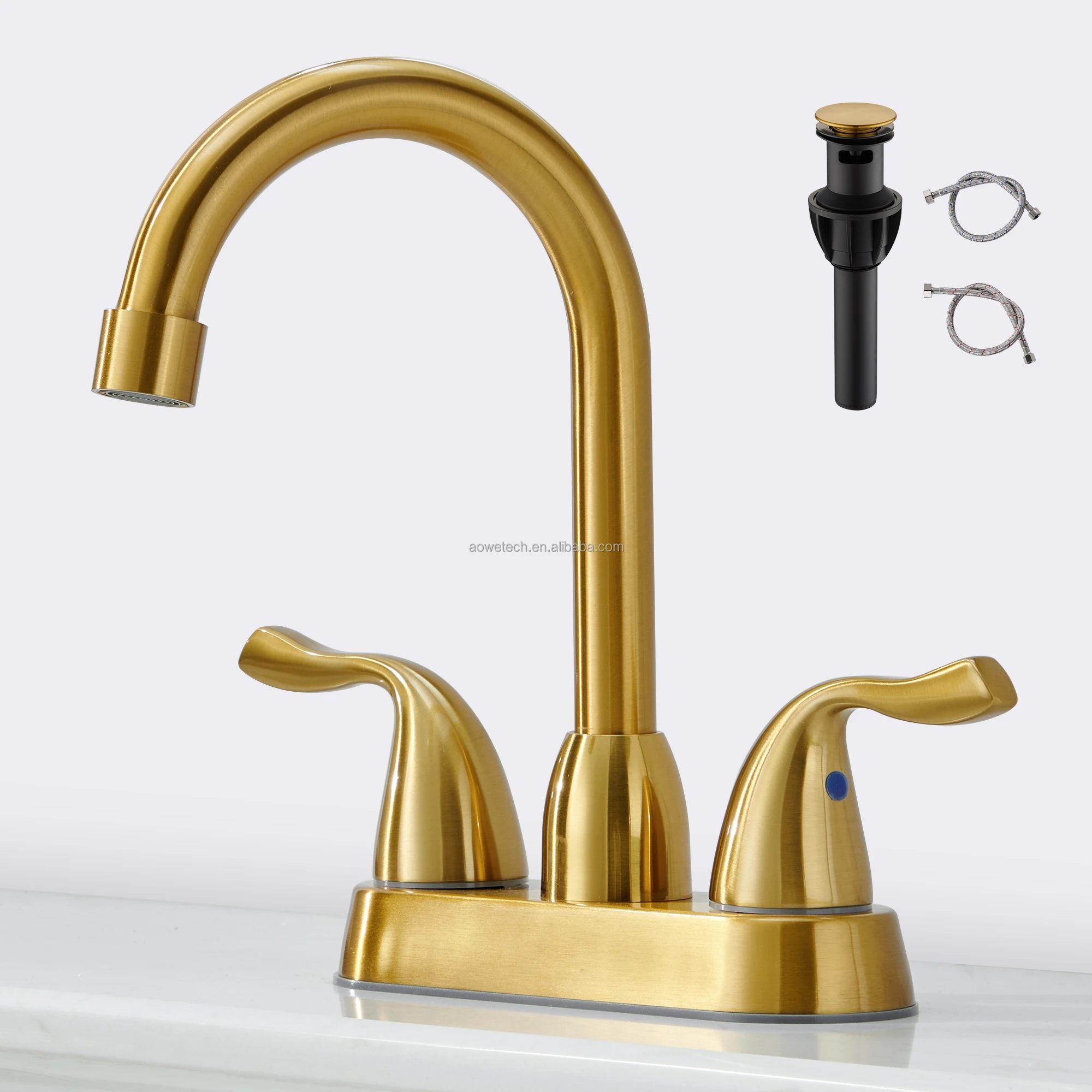 Dual Handle Modern 304 Stainless Steel Matte Black Ceramic Valve Core Centerset Deck Mounted 5 Year Warranty Basin Faucet