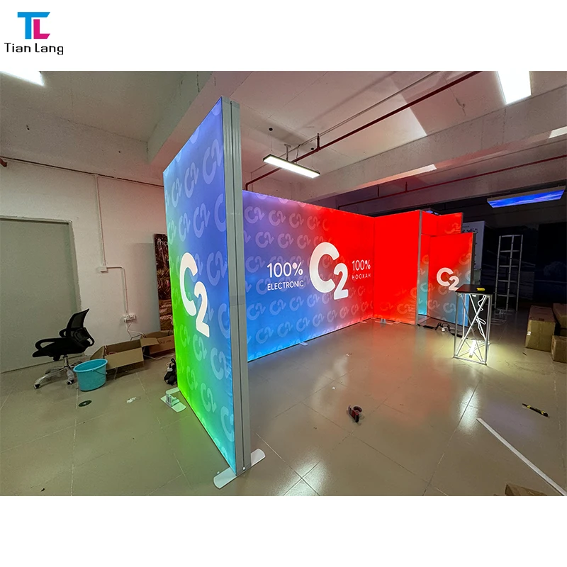 Exhibition Table Trade Show Partition Wall Panel Stands Free Design Booth Display Portable Light Box