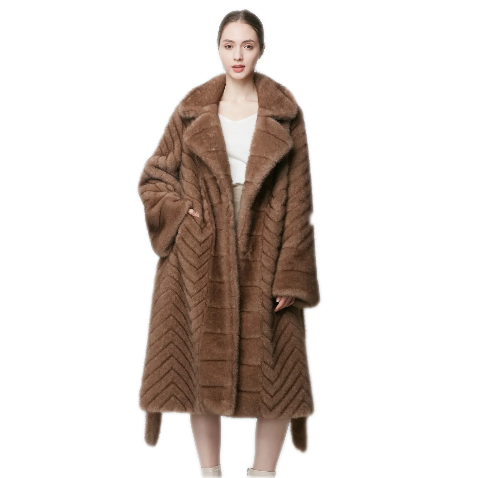 Eco Fabric Factory Cheap Wholesale Price Germany Fur Coats Customized High Quality Faux Cross Mink Fur Coat