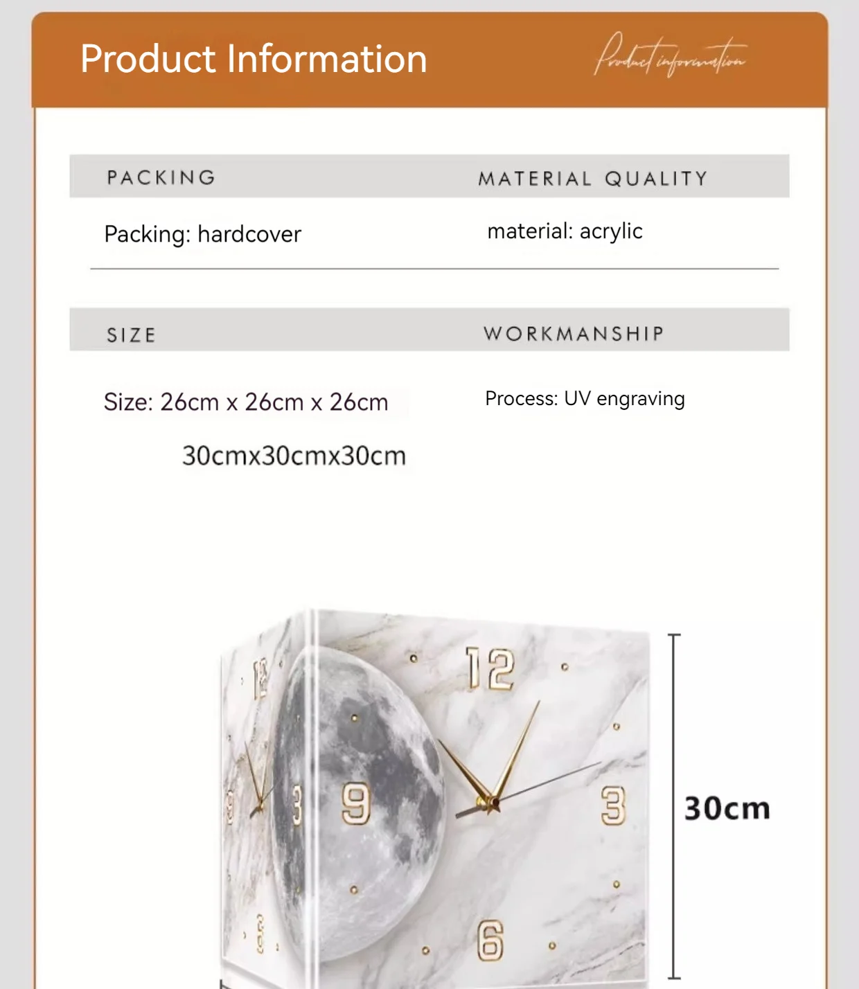 Luminous Corner Clock Square Living Room Simple Doublesided Clock Iron