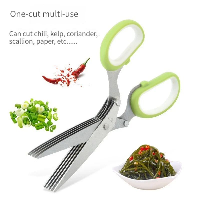 Multi Layer Stainless Steel Scissors Herb Cutting Shears Chopped