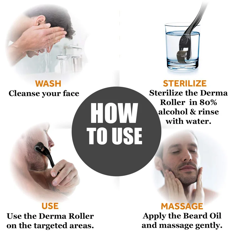 matte black microneedle skin anti ageing acne stretch marks cellulite skin 540 beard roller titanium derma roller dermaroller