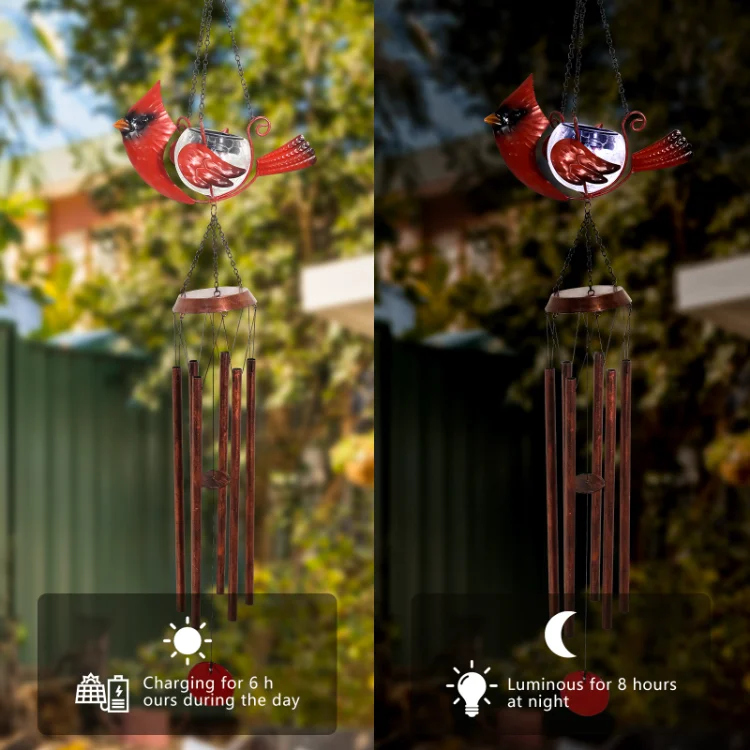  Pathway Park Home  Bird Bell Crafts Metal Iron Solar Outdoor Wind Chimes Pendant