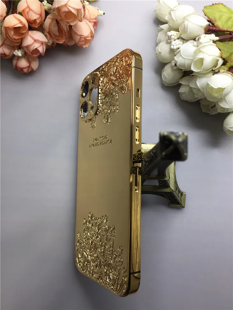 Luxury 24kt Gold Plated Mobile Battery Cover For Iphone 13 Pro 13 Pro Max Metal Replacement Housing Case Buy Battery Cover Replacement Gold Housing For Iphone 13 Pro 13 Pro Max Luxury Customized Design