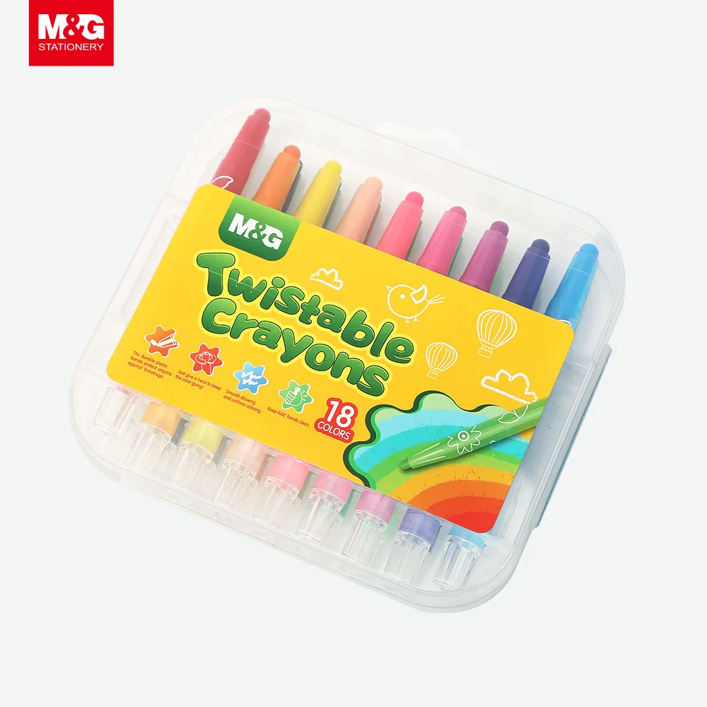 M&G Best Selling 12 Colors Crayon Set Twistable Crayon For Children Set Pp Box Package