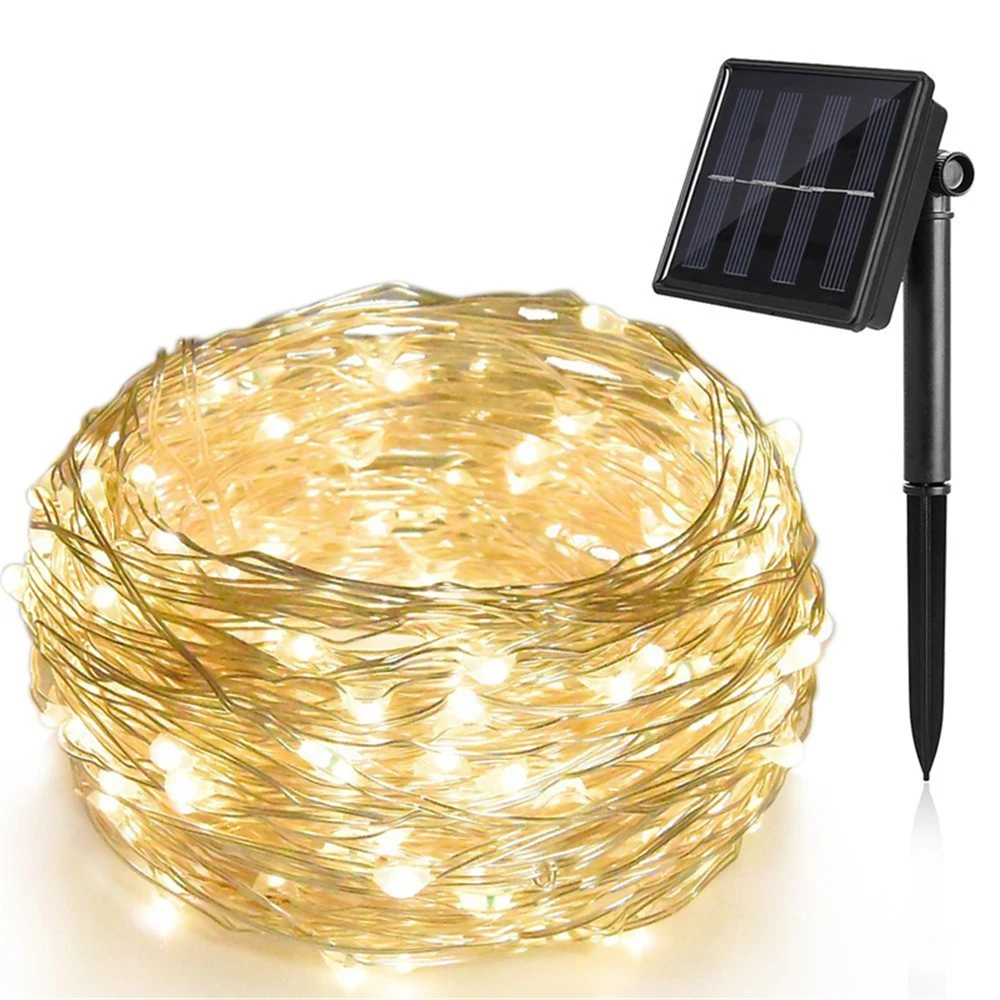Hot sale international christmas crafts led street holiday light with solar panel copper wire light