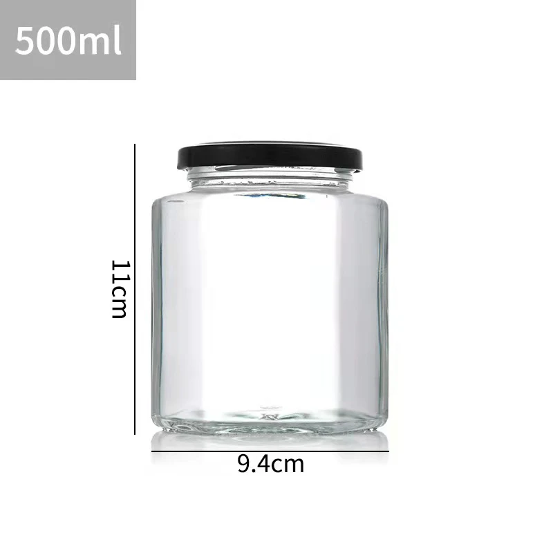 Wholesale 45ml 60ml 85ml 100ml 180ml 280ml 380ml 500ml 730ml Hexagonal Glass Food Container