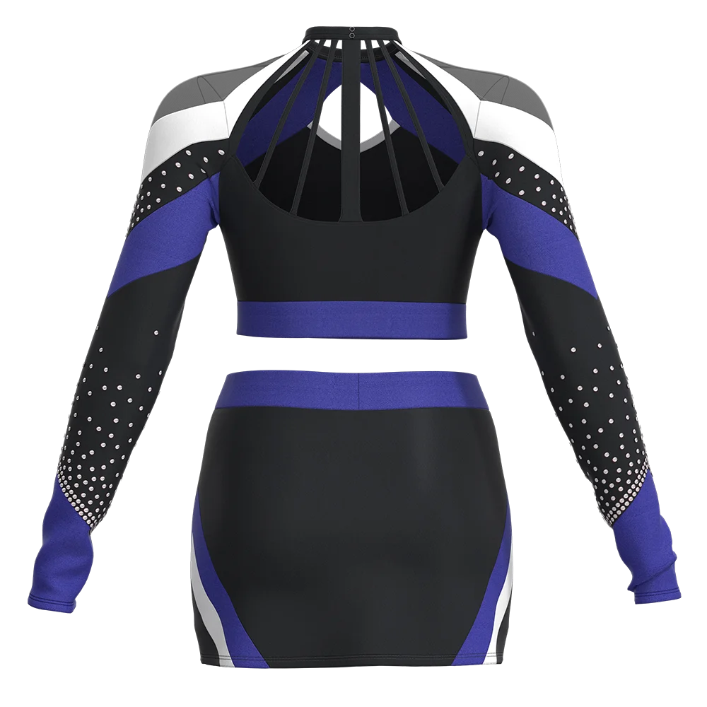 Factory Wholesale Cheeruniforms Allstar Spandex Girls Stylish Blue And White Cheerleading