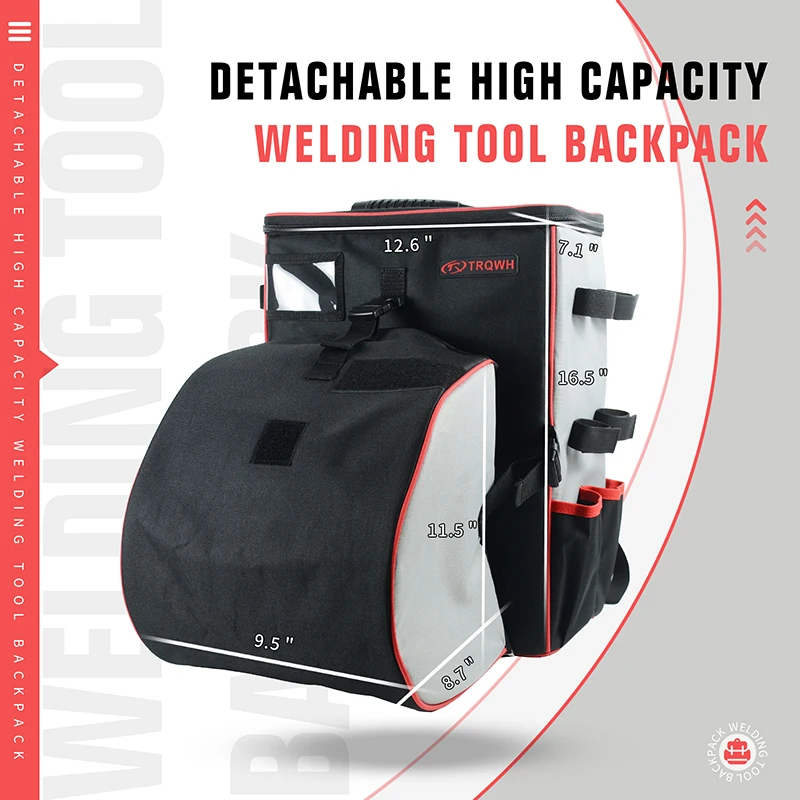 TRQ Factory Custom Welder Backpack Welding Tool Bags with Helmet Pouch Welding Tools Backpack