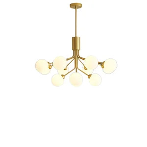 Multihead Bright Living Room Dining Room Glass Pendant Light Gold Bedroom Study Room Decorative Chandelier
