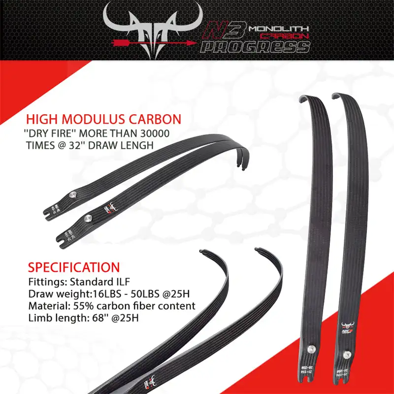 Nika Archery Takedown Long Limbs N3 Progress Small Logo Ilf Carbon