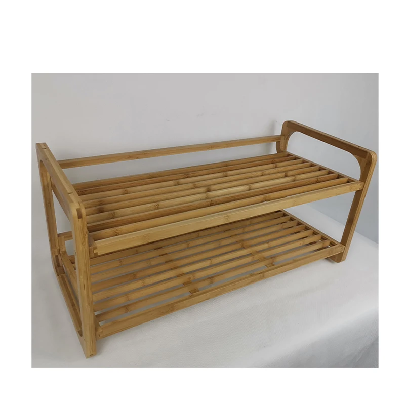 Manufacturers sell high – Qualität 2 – layer natural bamboo shoe rack and storage rack