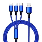 3in1 Usb Charger Cable 3 In 1 Nylon Braided Cable Fast Charge Data Line For Ipone Micro Type C Cabel