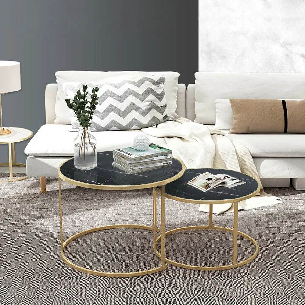 Luxury Coffee Table Set Stainless Steel Black Marble Top Nesting Table Chrome Metal Frame Center Table Buy Marble Coffee Table