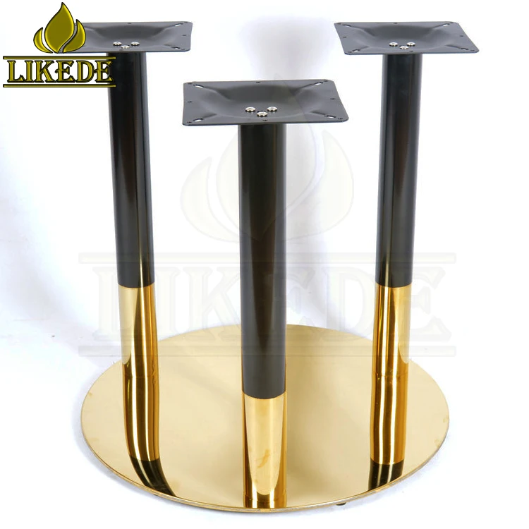 Newest High Quality Shiny Gold Black Big Large Heavy Duty 3 Pillars Columns Stainless Steel Table Base