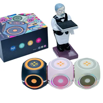 Creative for Bluetooth Speaker with RGB LED Lighting Internet Celebrity Decompression Design Rotating Top Strong Battery Life
