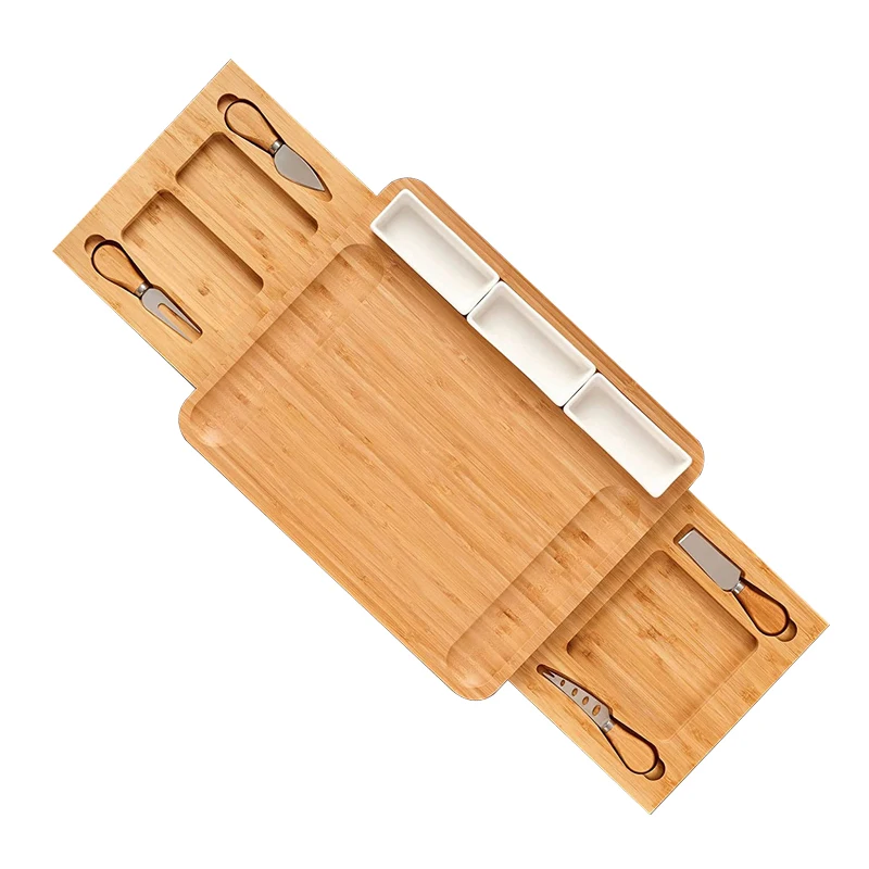 Wholesale Bamboo Charcuterie Board and Knife Set Premium Appetizer Platter House for Warming Gifts New Home Wedding Gift