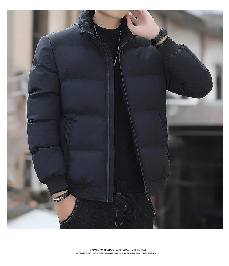 Men's Puffer Jacket Stand Collar Cotton Winter Warm Coat Slim_voghion.com