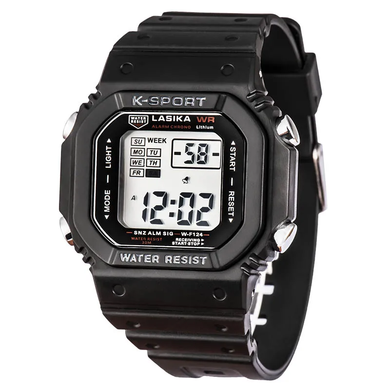 Shock Resistant Negative Display Digital Watches 3ATM Water Resist Tough  Structure