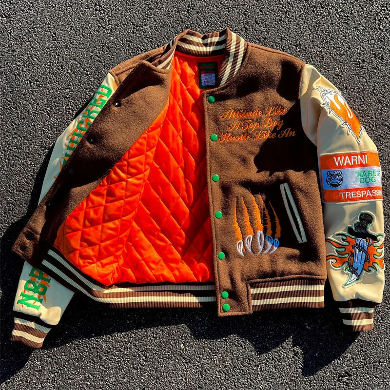 Men's Varsity Jacket Vintage Wool Coat College Style For Men_voghion.com