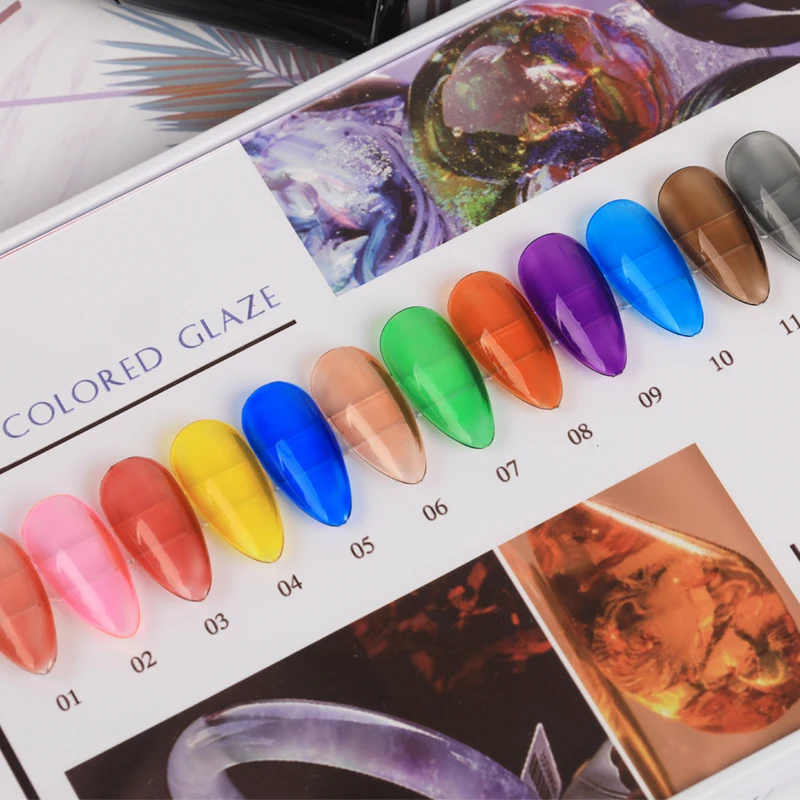 Wholesale Factory Uv Led Nail Gel Transparent Glass New Product 12 Colors 12ml Bottle Glaze Gel