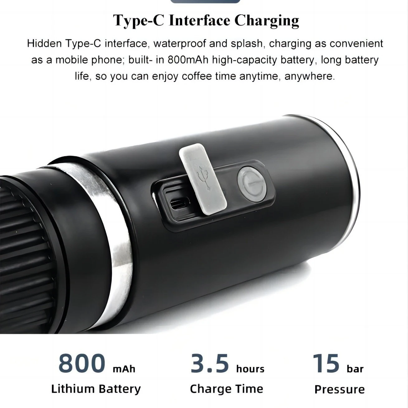 Electric Automatic Travel Espresso Machine Portable Self Heating Coffee Latte Maker Compatible Coffee Powder Capsules Car Hotel